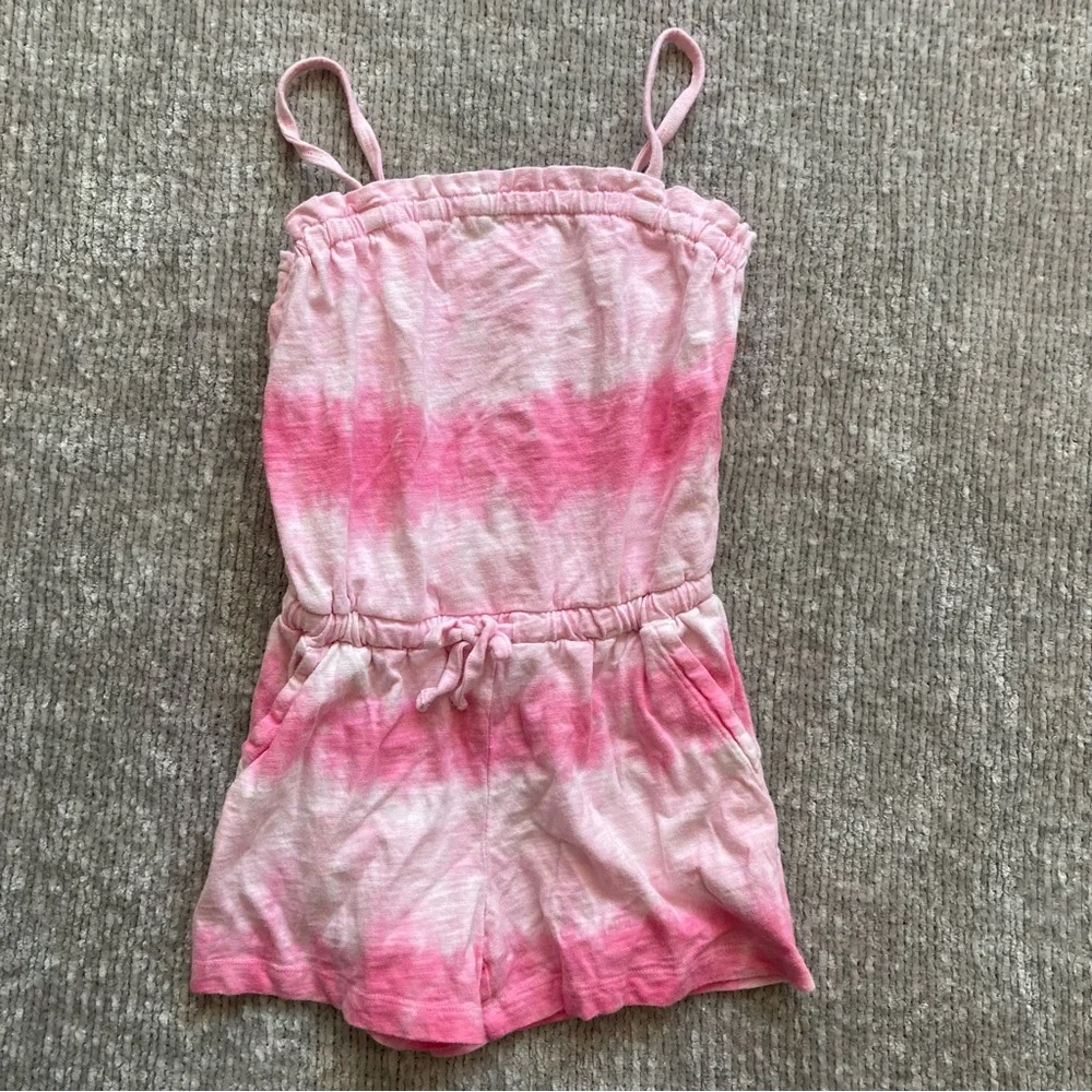 Gap Kids XS Pink Tie Dye‎ Romper Cotton Adjustable Straps Summer 4-5Y